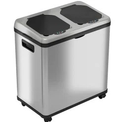 Stainless Steel Rectangular Sensor Trash Can and Recycle Bin, 16 Gal., Silver (IT16RES)<iTouchless New