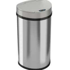 Stainless Steel Semi-Round Sensor Trash Can with Extra-Wide Lid and AbsorbX Odor Control, 13 Gal., Silver(IT13HX)<iTouchless Hot