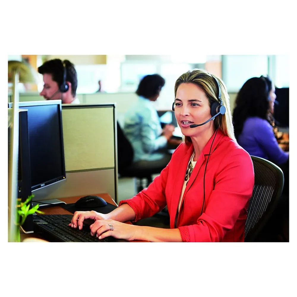 Clearance jabra BIZ 2300 QD Duo Phone Headset, Over-the-Head, Noise Cancelling , Black (2309-820-119)