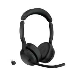 Clearance jabra Evolve2 55 Wireless Noise Canceling Bluetooth Stereo Headset, USB-C Adapter, MS Certified (25599-999-899-01)