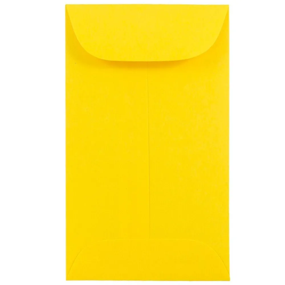 Clearance JAM Paper #6 Coin Business Colored Envelopes, 3.375 x 6, Yellow Recycled, 50/Pack (356730557i)