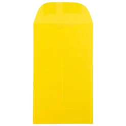 Clearance JAM Paper #6 Coin Business Colored Envelopes, 3.375 x 6, Yellow Recycled, 50/Pack (356730557i)
