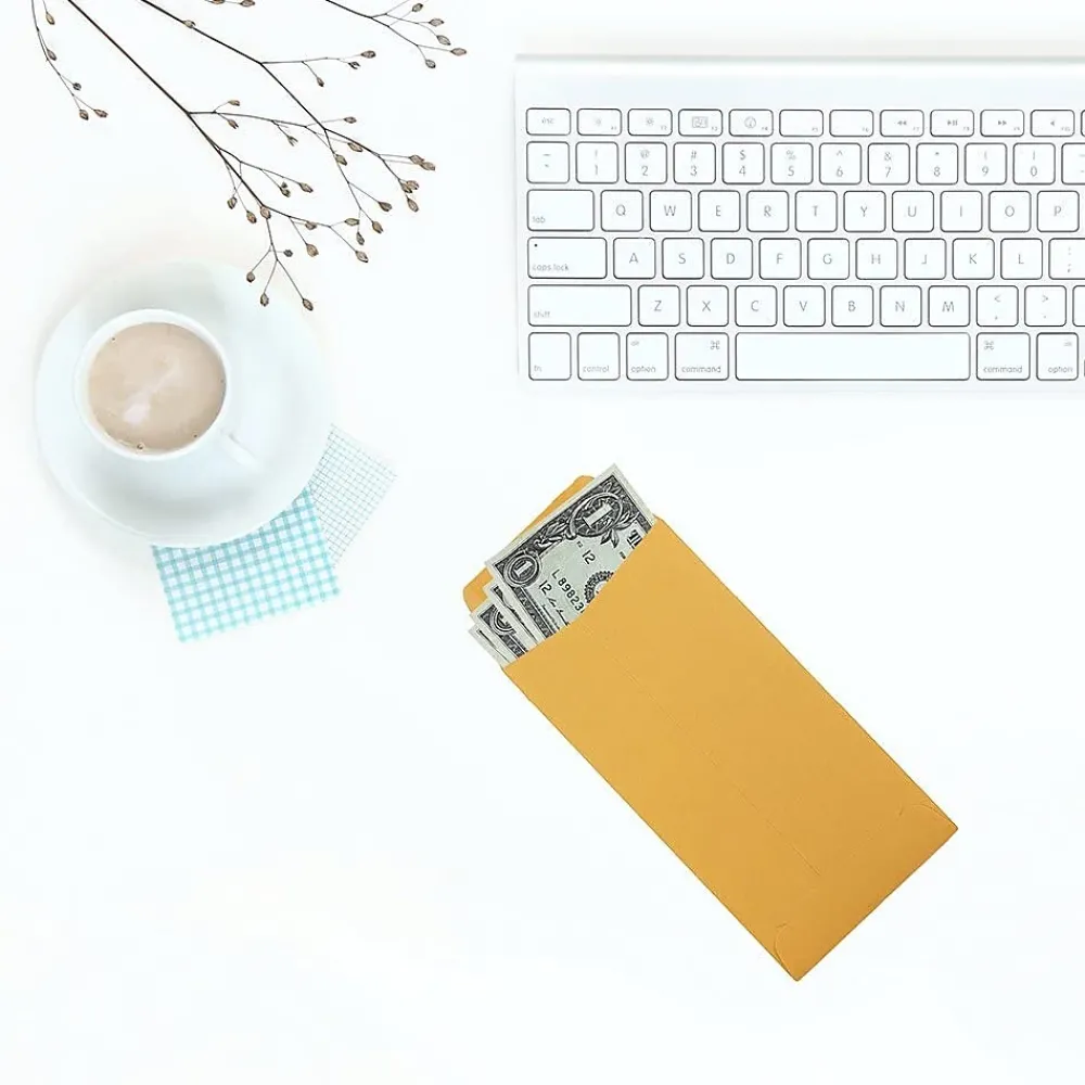 Outlet JAM Paper #7 Kraft Coin Envelope, 3 1/2" x 6 1/2", Brown Kraft, 1000/Carton (95125B)