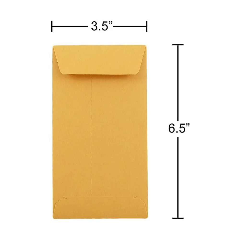 Outlet JAM Paper #7 Kraft Coin Envelope, 3 1/2" x 6 1/2", Brown Kraft, 1000/Carton (95125B)