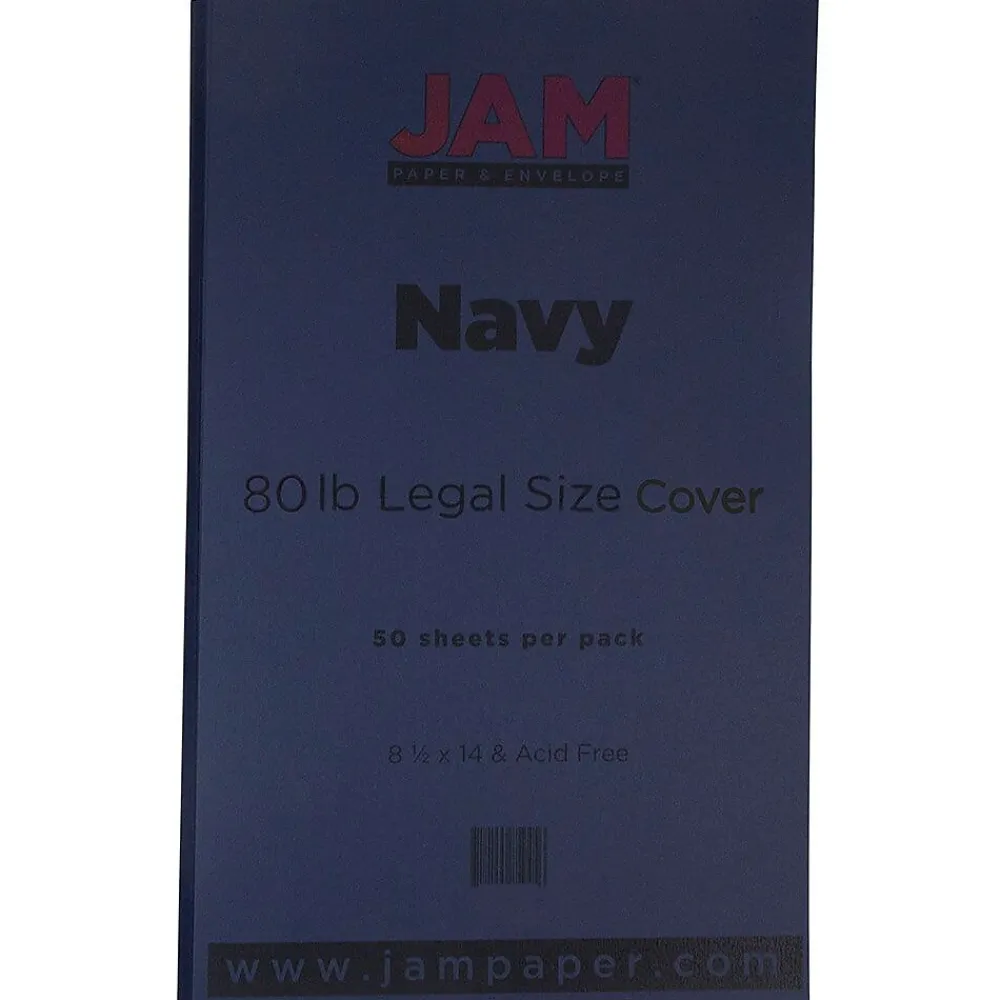 Card Stock*JAM Paper 80 lb. Cardstock Paper, 8.5" x 14", Navy Blue, 50 Sheets/Pack (64429515)