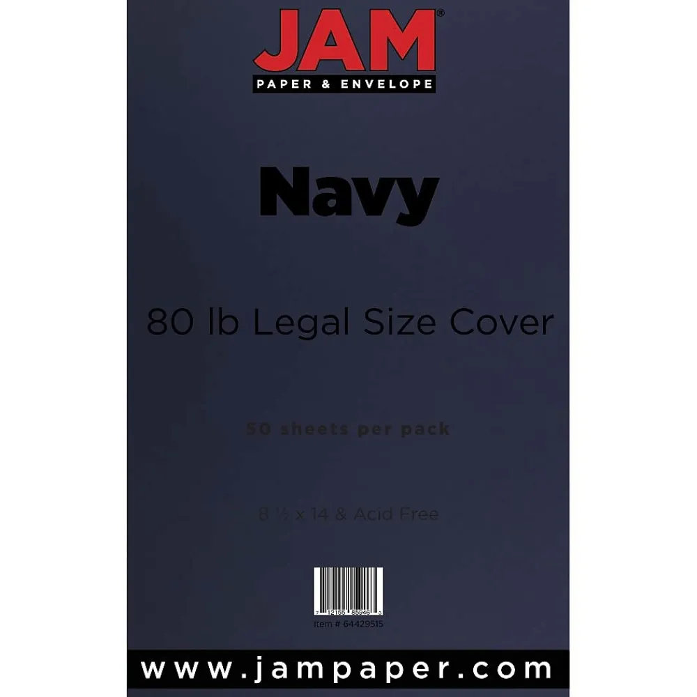 Card Stock*JAM Paper 80 lb. Cardstock Paper, 8.5" x 14", Navy Blue, 50 Sheets/Pack (64429515)
