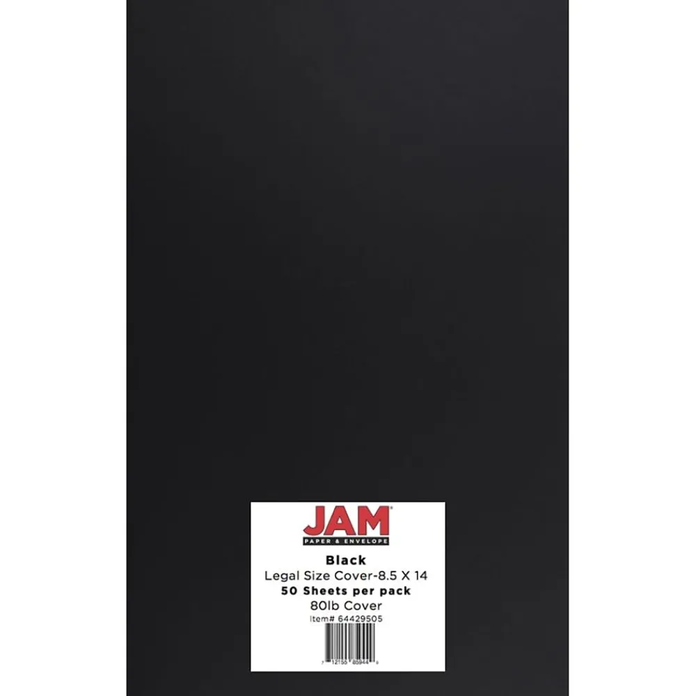 Card Stock*JAM Paper 80 lb. Cardstock Paper, 8.5" x 14", Black, 50 Sheets/Pack (64429505)