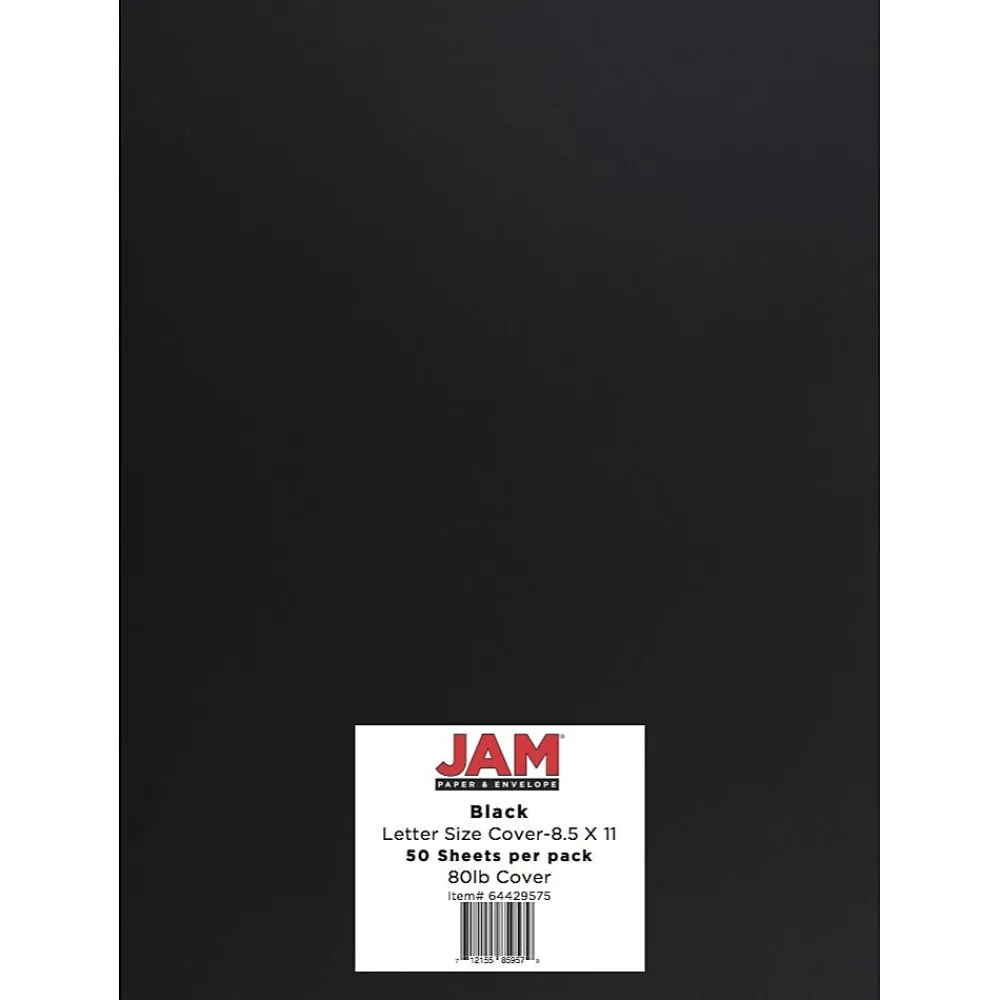 Card Stock*JAM Paper 80 lb. Cardstock Paper, 8.5" x 11", Black, 50 Sheets/Pack (64429575)
