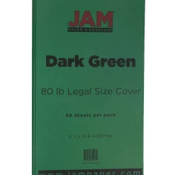 Card Stock*JAM Paper 80 lb. Cardstock Paper, 8.5" x 14", Dark Green, 50 Sheets/Pack (64429556)