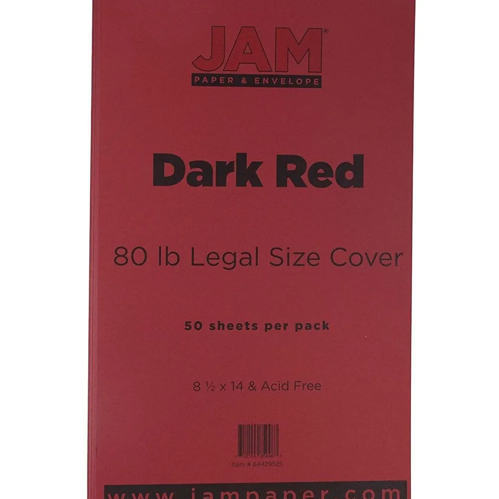 Card Stock*JAM Paper 80 lb. Cardstock Paper, 8.5" x 14", Dark Red, 50 Sheets/Pack (64429525)