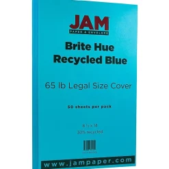 Card Stock*JAM Paper 65 lb. Cardstock Paper, 8.5" x 14", Brite Hue Blue, 50 Sheets/Pack (16730932)