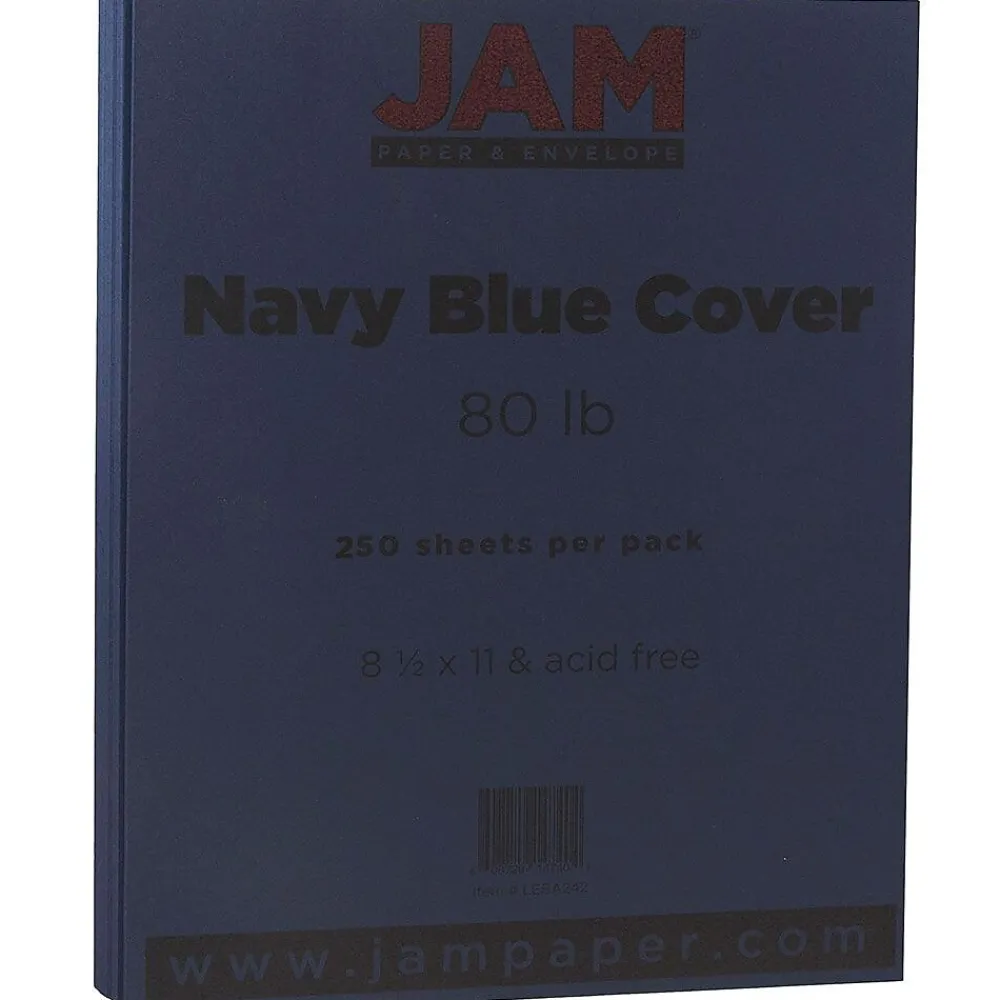 Card Stock*JAM Paper 80 lb. Cardstock Paper, 8.5" x 11", Navy Blue, 250 Sheets/Ream (LEBA242B)