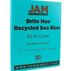 Card Stock*JAM Paper 65 lb. Cardstock Paper, 8.5" x 11", Sea Blue, 50 Sheets/Pack (102677)