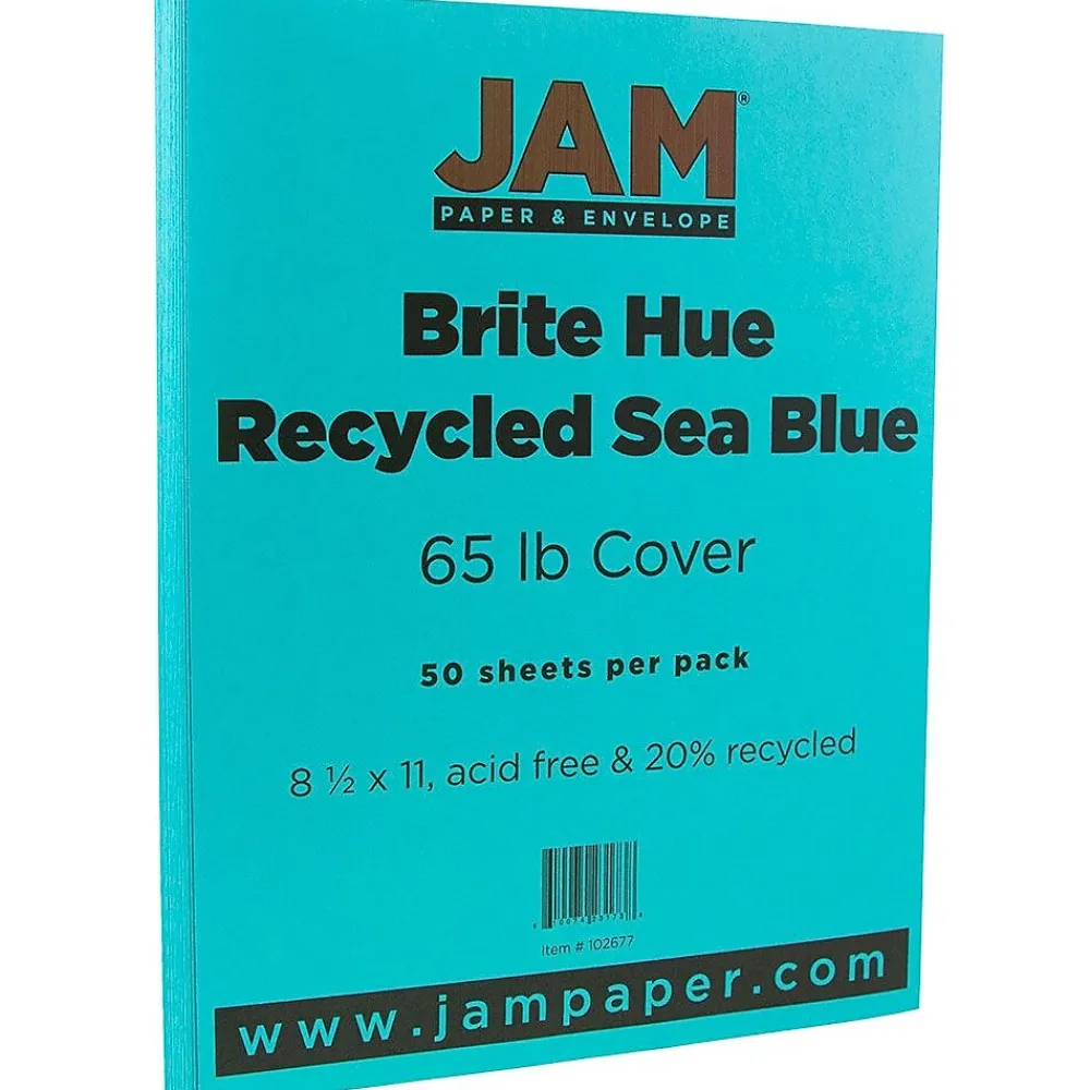 Card Stock*JAM Paper 65 lb. Cardstock Paper, 8.5" x 11", Sea Blue, 50 Sheets/Pack (102677)