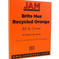 Card Stock*JAM Paper 65 lb. Cardstock Paper, 8.5" x 11", Orange, 50 Sheets/Pack (1033879)