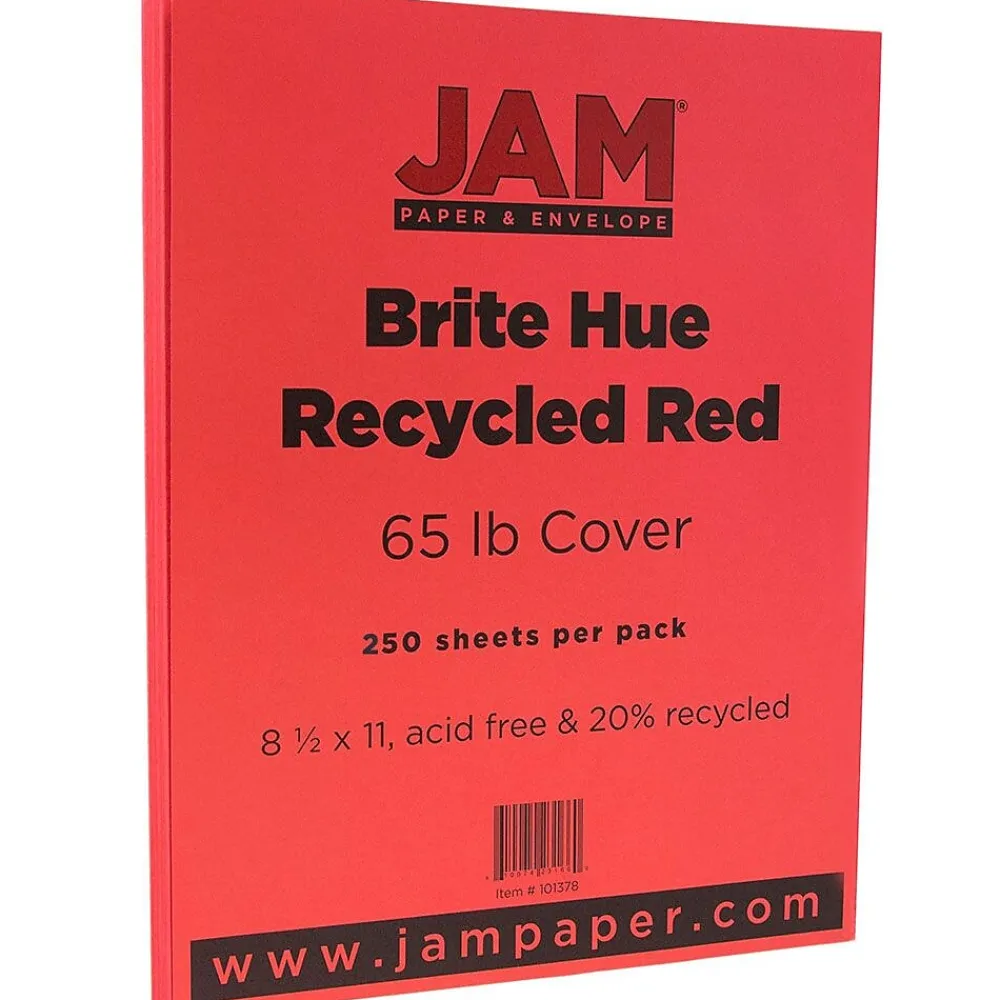 Card Stock*JAM Paper 65 lb. Cardstock Paper, 8.5" x 11", Red, 250 Sheets/Ream (101378B)