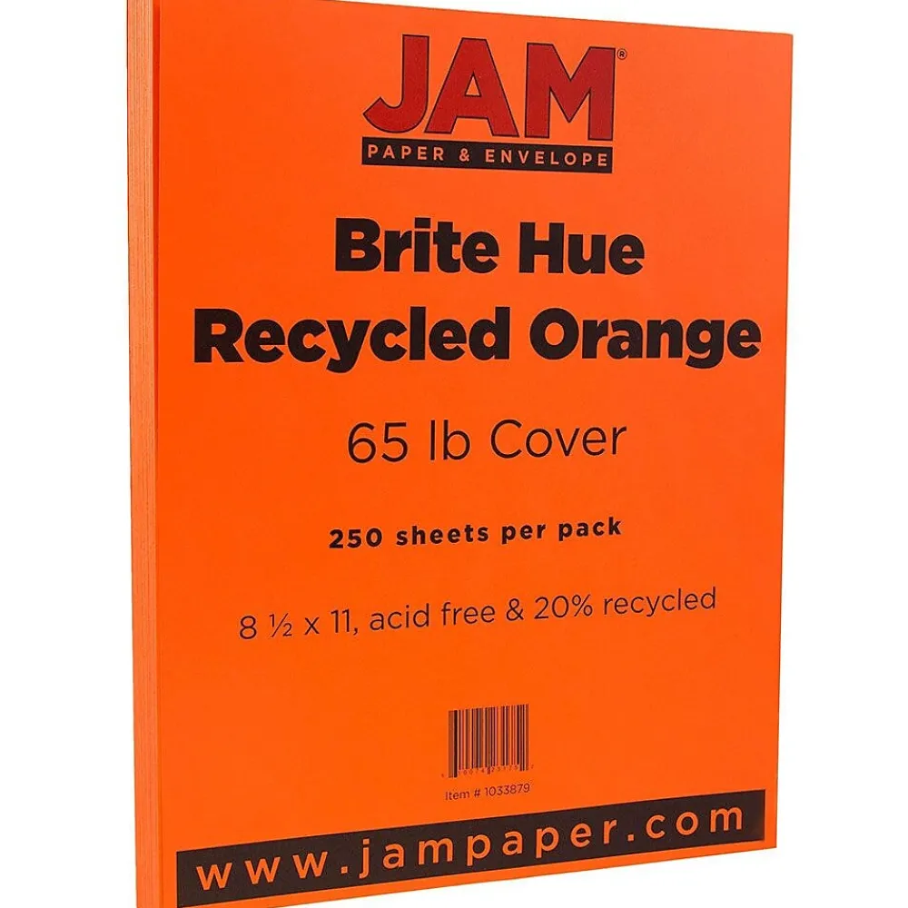 Card Stock*JAM Paper 65 lb. Cardstock Paper, 8.5" x 11", Orange, 250 Sheets/Ream (1033879B)