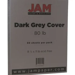 Card Stock*JAM Paper 80 lb. Cardstock Paper, 8.5" x 11", Dark Gray, 50 Sheets/Pack (26396471)