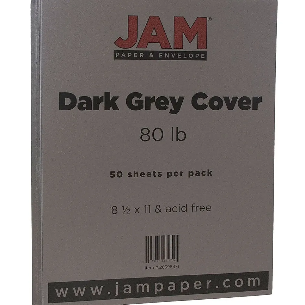 Card Stock*JAM Paper 80 lb. Cardstock Paper, 8.5" x 11", Dark Gray, 50 Sheets/Pack (26396471)