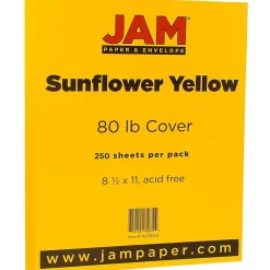 Card Stock*JAM Paper 80 lb. Cardstock Paper, 8.5" x 11", Sunflower Yellow, 250 Sheets/Ream (16729203B)