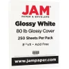 Card Stock*JAM Paper 80 lb. Cardstock Paper, 8.5" x 11", White Glossy, 250 Sheets/Pack (1034702)