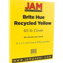 Card Stock*JAM Paper 65 lb. Cardstock Paper, 8.5" x 11", Yellow, 50 Sheets/Pack (104018)