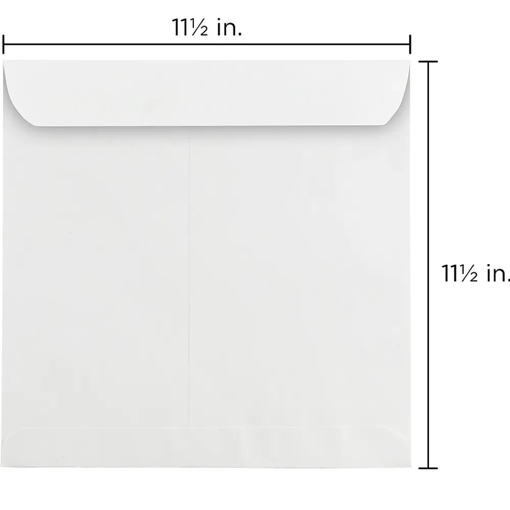 Clearance JAM Paper 11.5" x 11.5" Large Square Invitation Envelopes, White, 25/Pack (3992321)