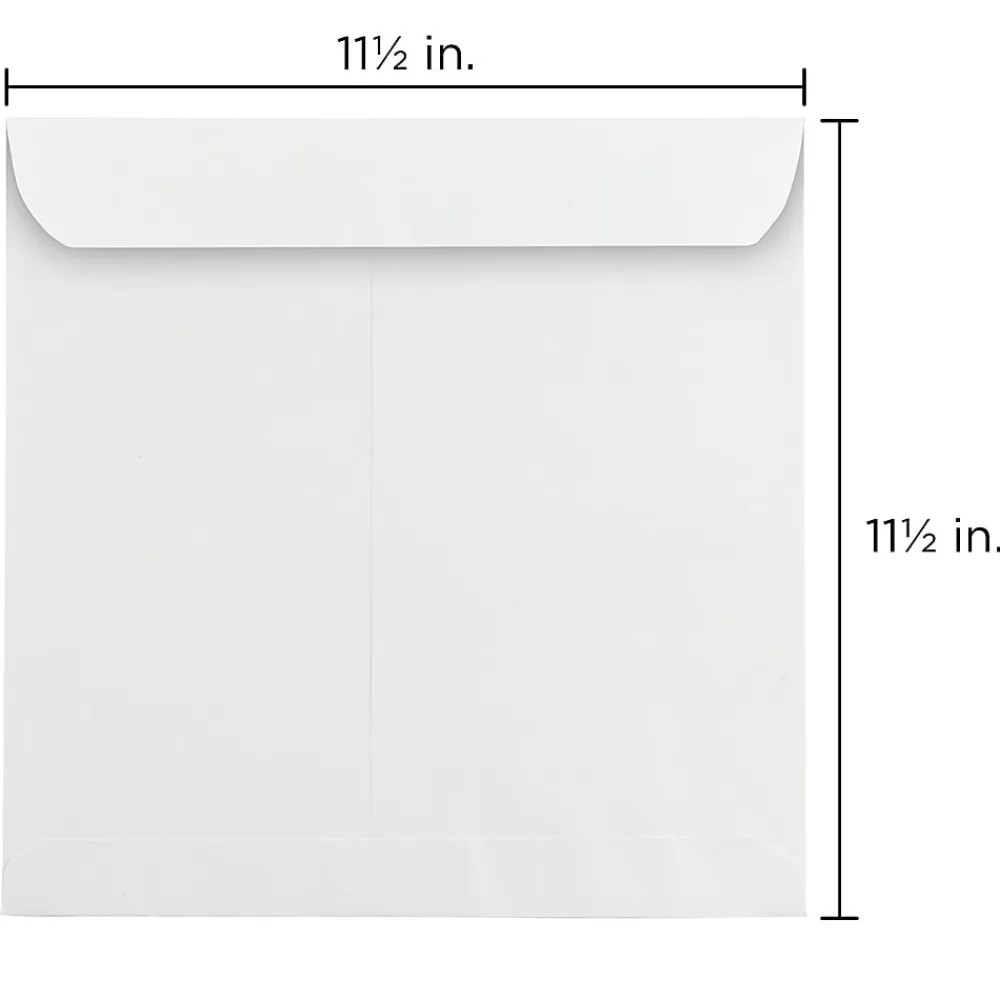 Online JAM Paper 11.5" x 11.5" Large Square Invitation Envelopes, White, 100/Pack (03992321B)