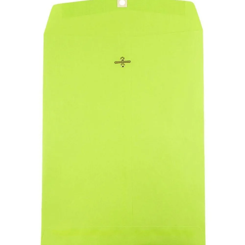 Clearance JAM Paper 10 x 13 Open End Catalog Colored Envelopes with Clasp Closure, Ultra Lime Green, 50/Pack (v0128186i)