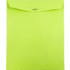 Clearance JAM Paper 10 x 13 Open End Catalog Colored Envelopes with Clasp Closure, Ultra Lime Green, 50/Pack (v0128186i)