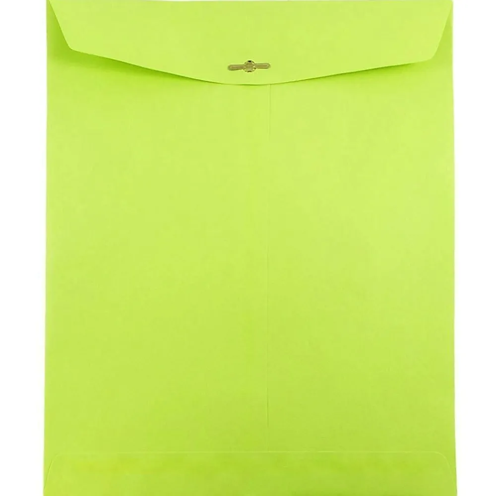 Clearance JAM Paper 10 x 13 Open End Catalog Colored Envelopes with Clasp Closure, Ultra Lime Green, 50/Pack (v0128186i)