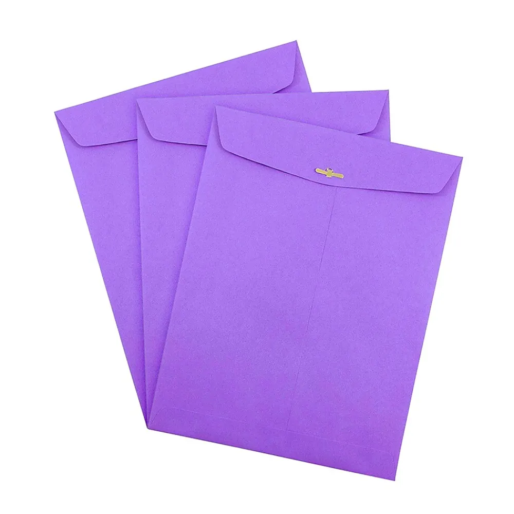 Online JAM Paper 10 x 13 Open End Catalog Colored Envelopes with Clasp Closure, Violet Purple Recycled, 50/Pack (v0128182i)