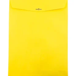 Outlet JAM Paper 10 x 13 Open End Catalog Colored Envelopes with Clasp Closure, Yellow Recycled, 50/Pack (900906710i)