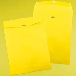 Outlet JAM Paper 10 x 13 Open End Catalog Colored Envelopes with Clasp Closure, Yellow Recycled, 50/Pack (900906710i)