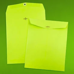 JAM Paper 10 x 13 Open End Catalog Colored Envelopes with Clasp Closure, Ultra Lime Green, 25/Pack (v0128186a)