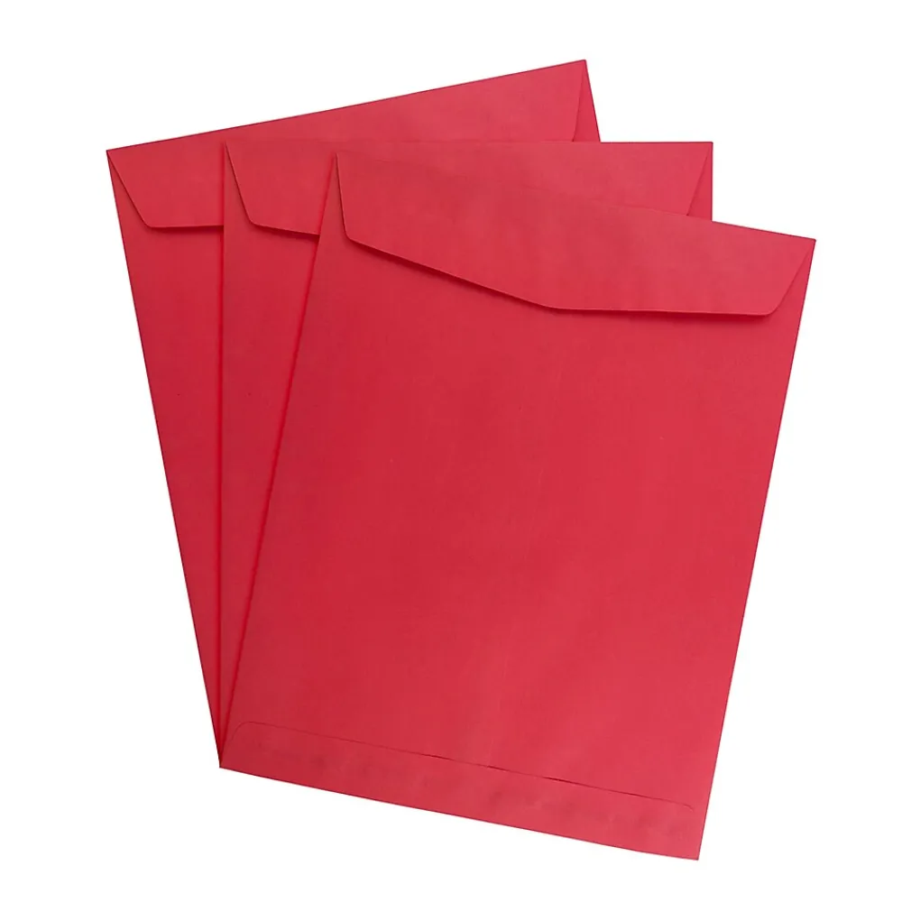 Online JAM Paper 10 x 13 Open End Catalog Colored Envelopes, Red Recycled, 25/Pack (v0128192a)