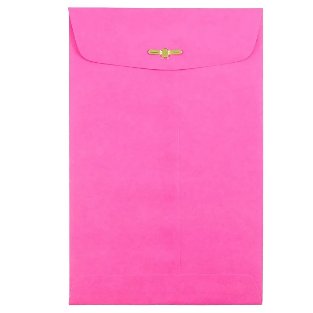 Hot JAM Paper ® 6 x 9 Open End Catalog Colored Envelopes with Clasp Closure, Ultra Fuchsia Pink, 25/Pack (900909024F)