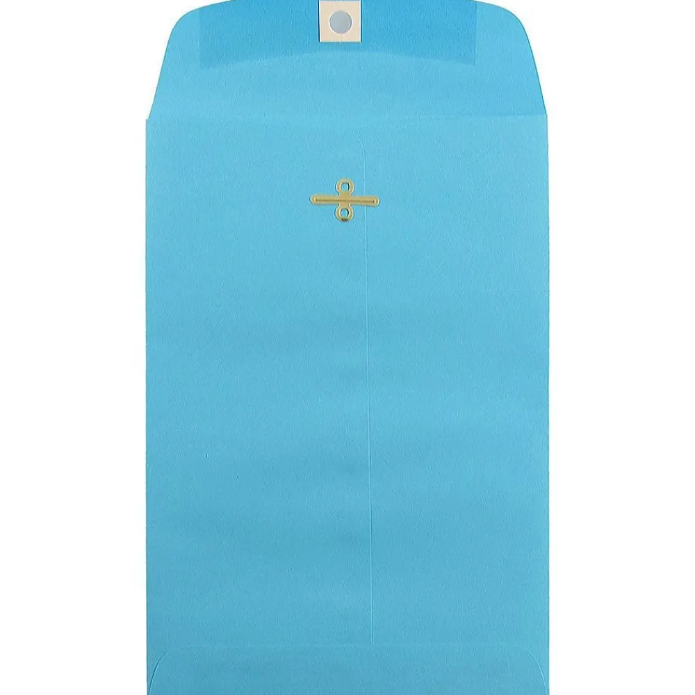 Clearance JAM Paper 6 x 9 Open End Catalog Colored Envelopes with Clasp Closure, Blue Recycled, 100/Pack (V0128123)