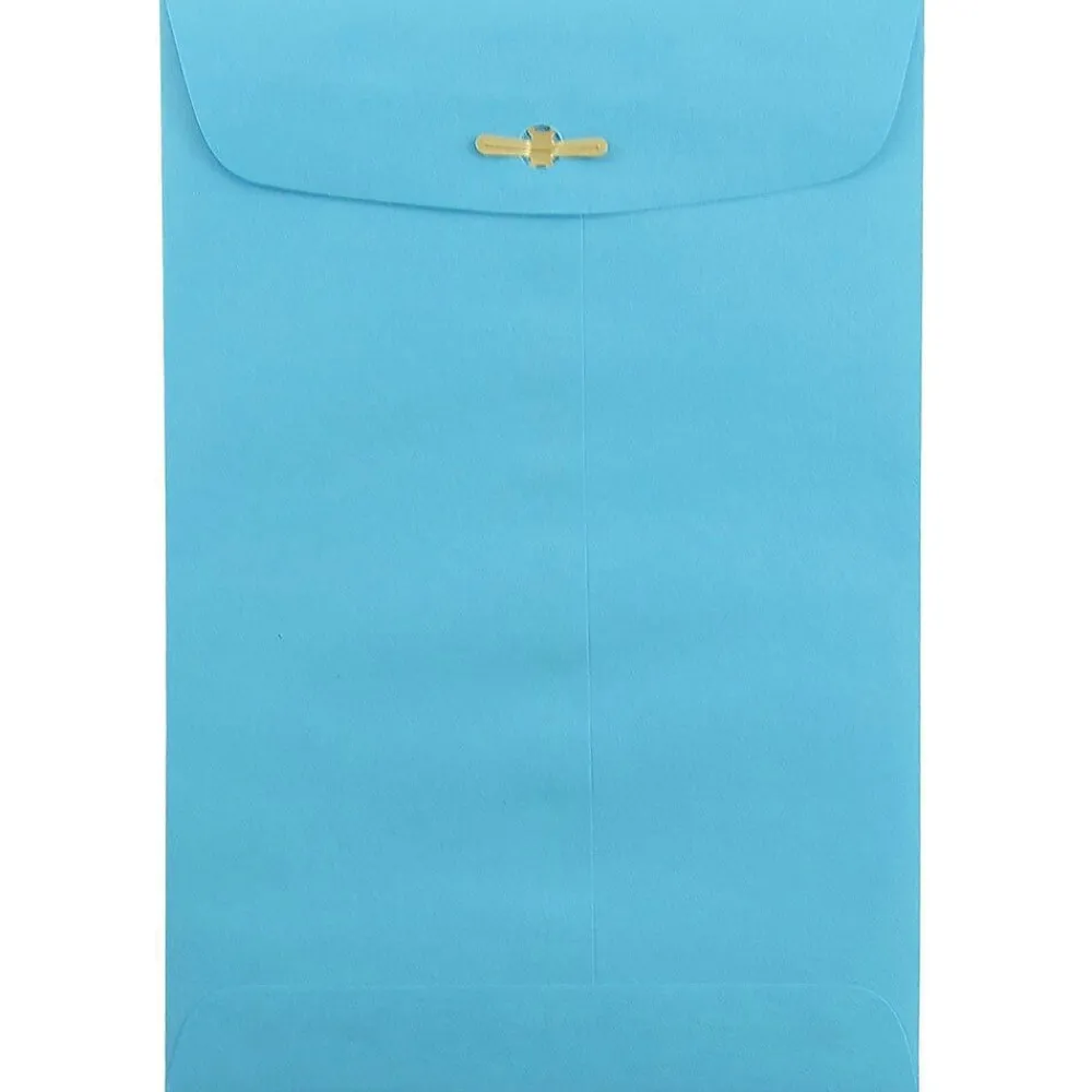 Clearance JAM Paper 6 x 9 Open End Catalog Colored Envelopes with Clasp Closure, Blue Recycled, 100/Pack (V0128123)