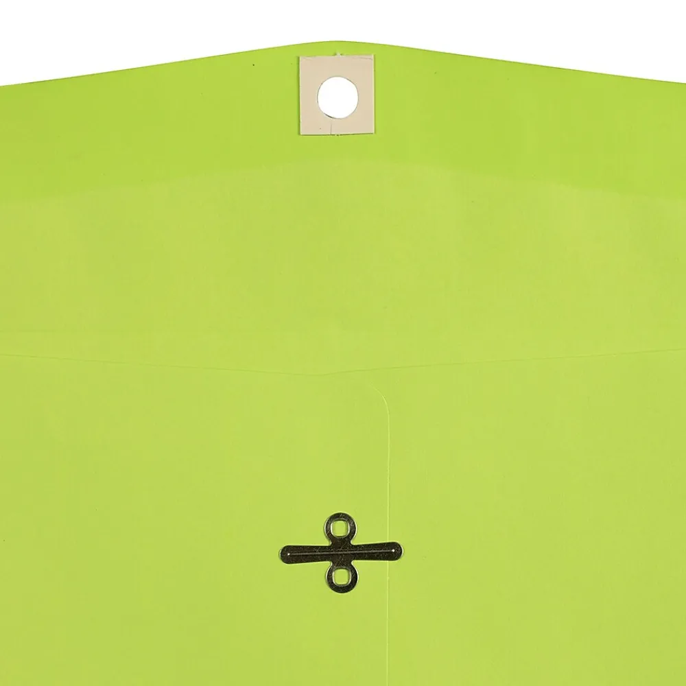 Hot JAM Paper 10 x 13 Open End Catalog Colored Envelopes with Clasp Closure, Ultra Lime Green, 100/Pack (V0128186)