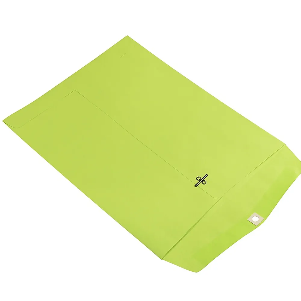 Hot JAM Paper 10 x 13 Open End Catalog Colored Envelopes with Clasp Closure, Ultra Lime Green, 100/Pack (V0128186)