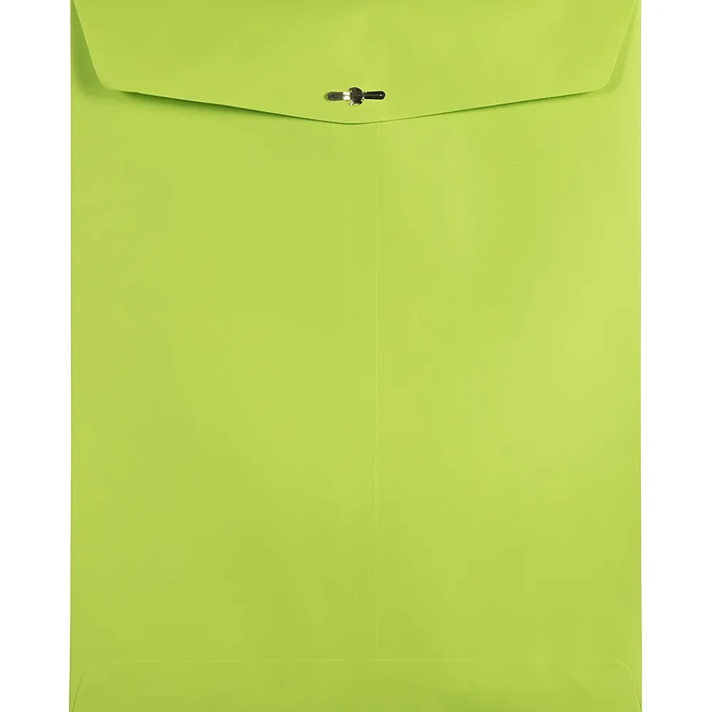 Hot JAM Paper 10 x 13 Open End Catalog Colored Envelopes with Clasp Closure, Ultra Lime Green, 100/Pack (V0128186)