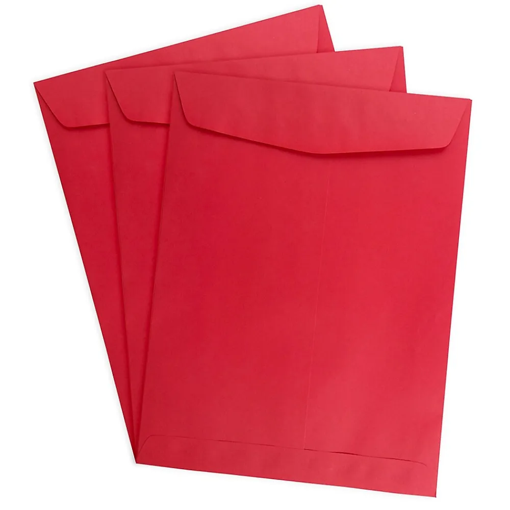 New JAM Paper 9 x 12 Open End Catalog Colored Envelopes, Red Recycled, 25/Pack (80329a)