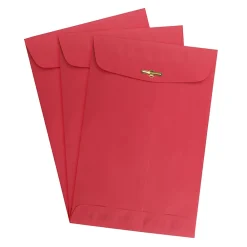Sale JAM Paper 6 x 9 Open End Catalog Colored Envelopes with Clasp Closure, Red Recycled, 25/Pack (87881a)