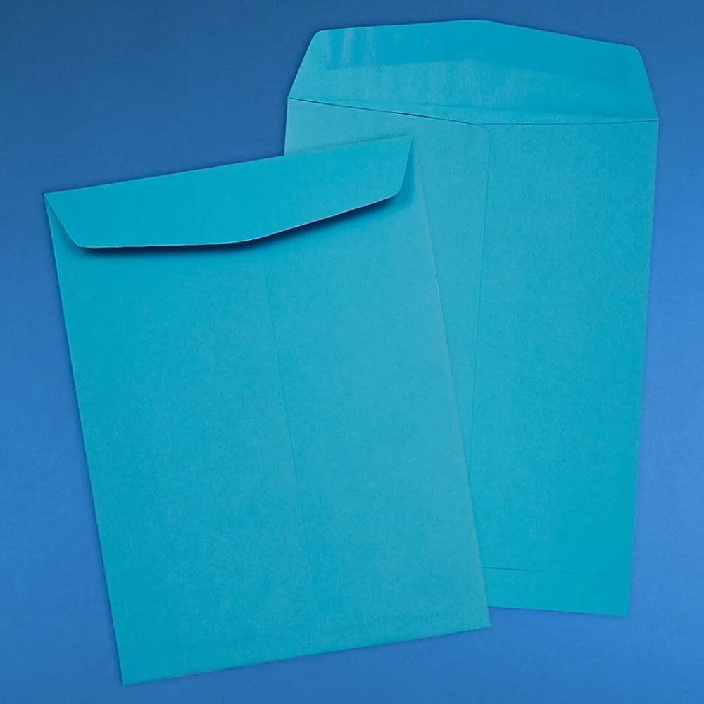 Sale JAM Paper 9" x 12" Open End Catalog Colored Envelopes, Blue Recycled, 10/Pack (80386B)