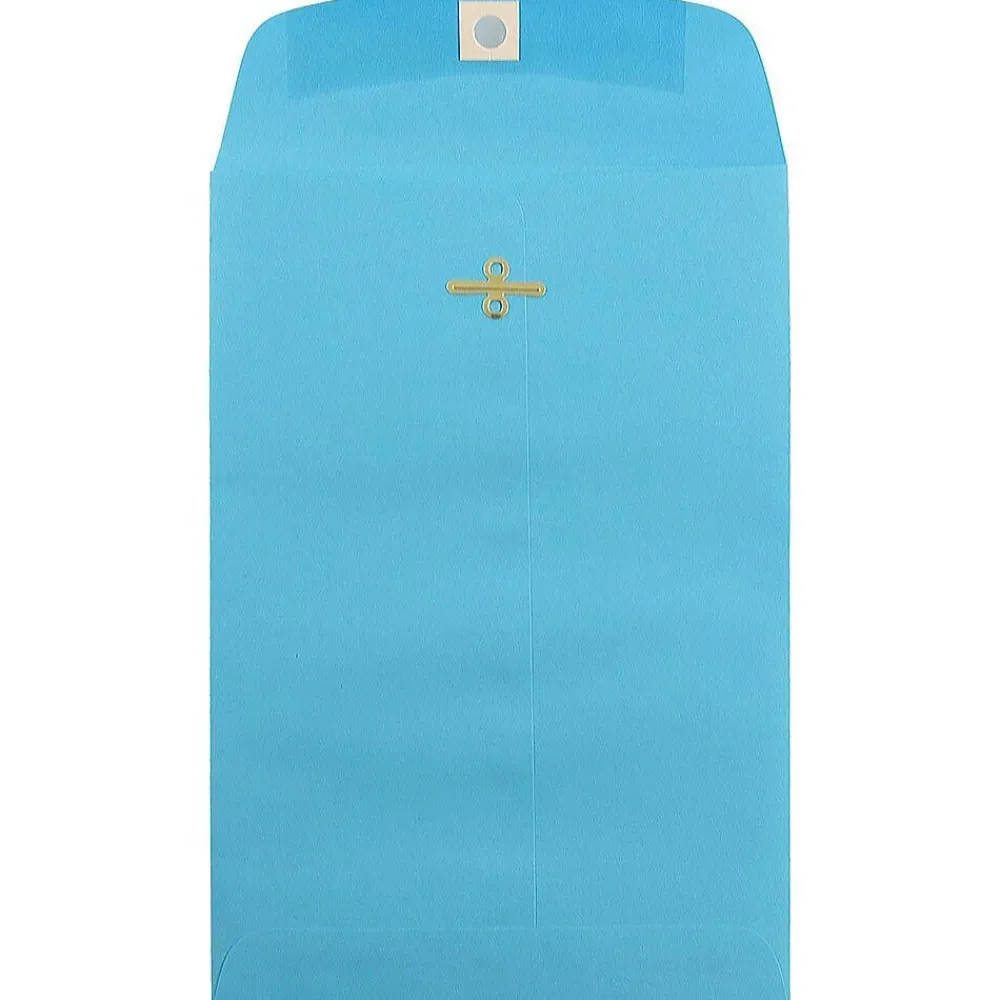 Sale JAM Paper 6" x 9" Open End Catalog Colored Envelopes with Clasp Closure, Blue Recycled, 10/Pack (V0128123B)