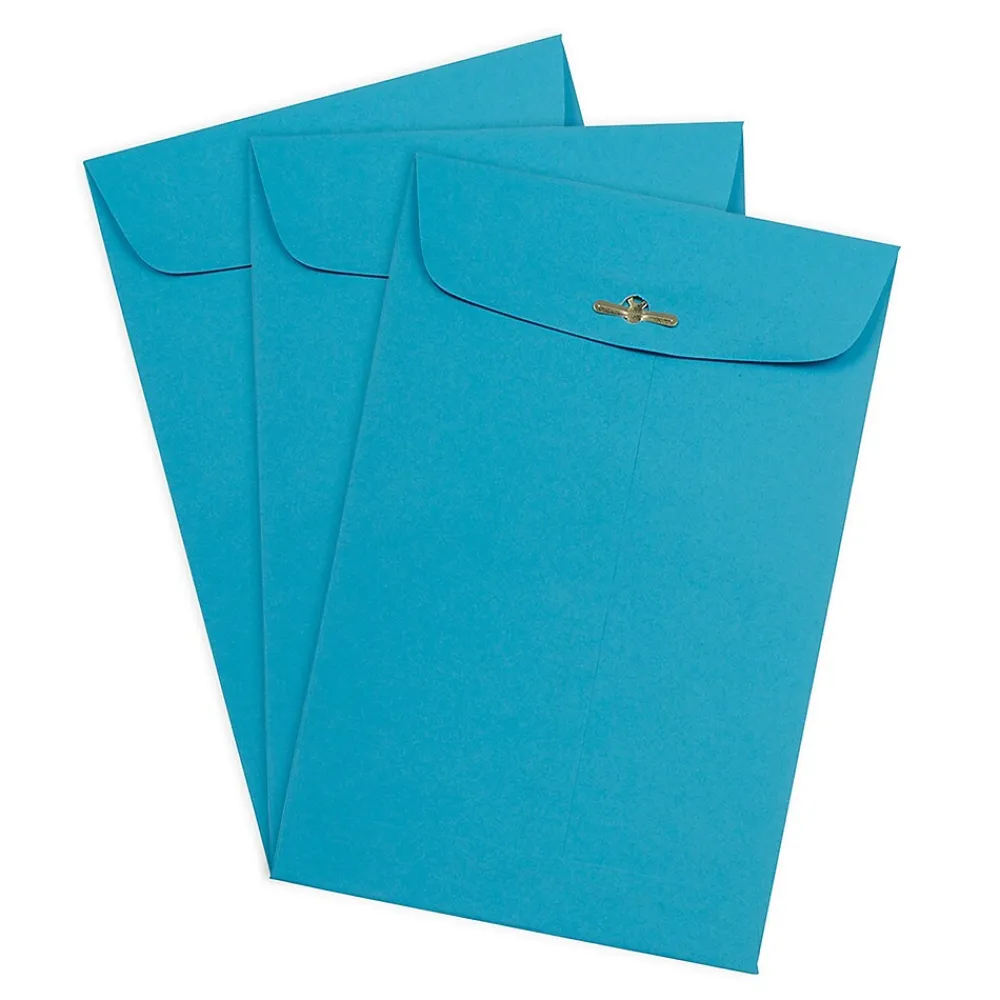 Sale JAM Paper 6" x 9" Open End Catalog Colored Envelopes with Clasp Closure, Blue Recycled, 10/Pack (V0128123B)