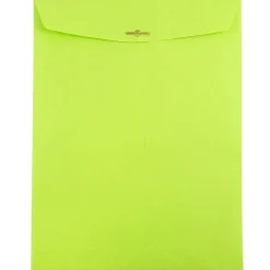 Best JAM Paper 9" x 12" Open End Catalog Colored Envelopes with Clasp Closure, Ultra Lime Green, 10/Pack (900835395B)