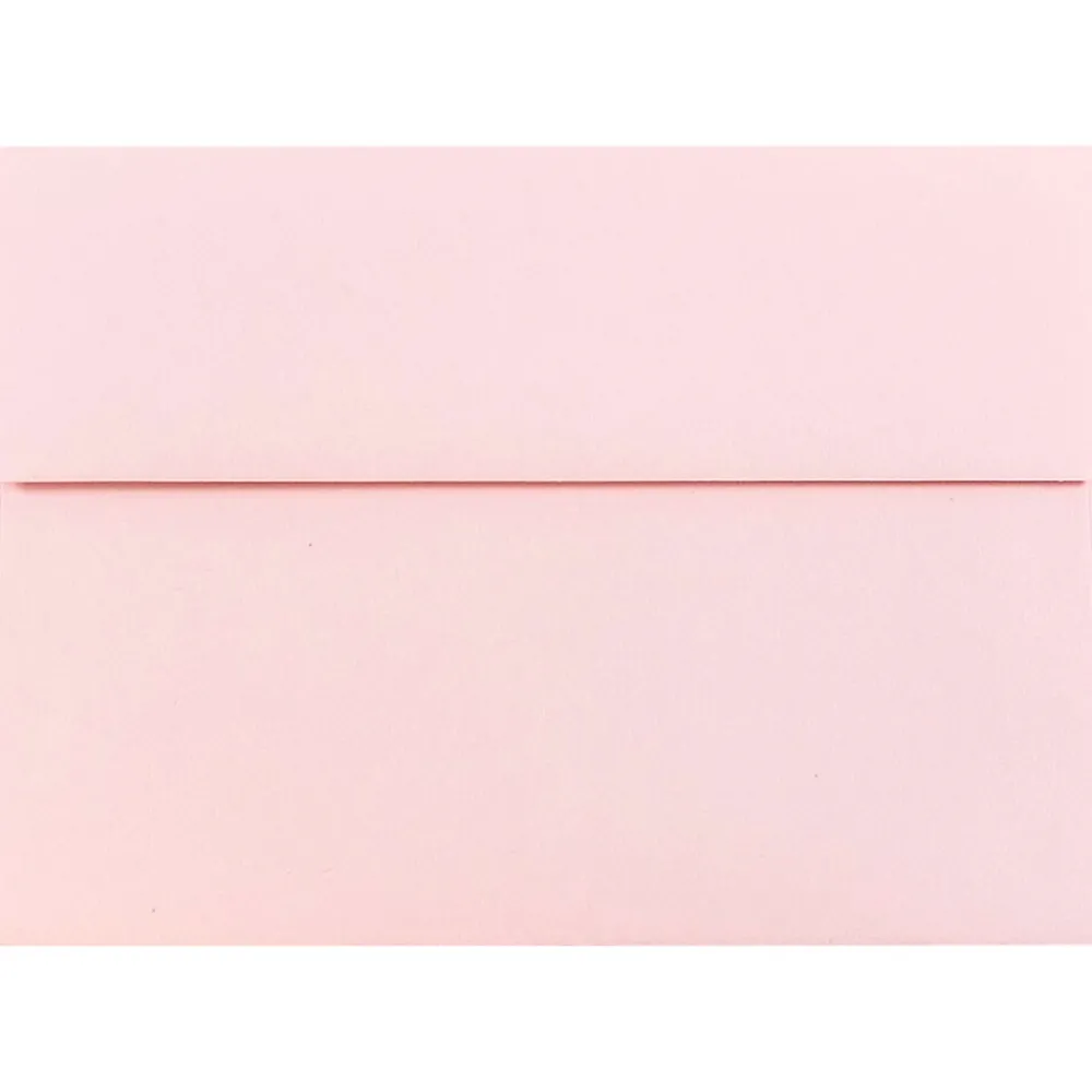 Outlet JAM Paper A7 Booklet Envelope 5 1/4" x 7 1/4", Baby Pink Pastel, 100/Pack (155627d)