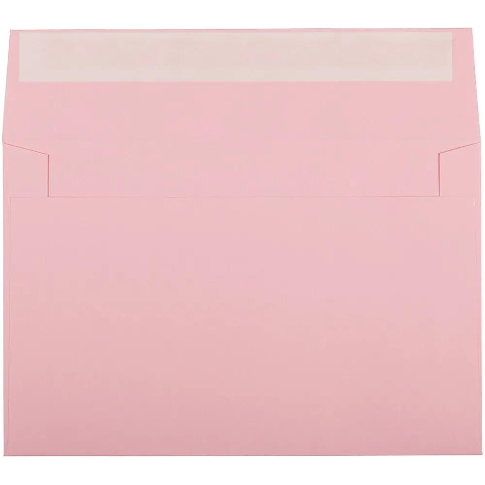 Best JAM Paper A9 Colored Invitation Envelopes with Peel & Seal Closure, 5 3/4" x 8 3/4", Light Pink, 100/Pack
